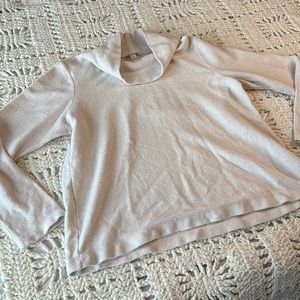 J Crew Mock Neck Cream Off White Cotton Pullover Sweater
